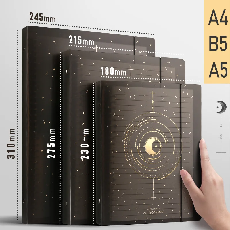 A4、B5、A5 Loose Leaf Soft Side Notebook Journal Planner Transparent Horizontal Line Notebooks School Office Stationery