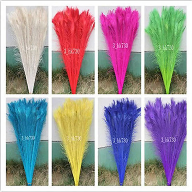 50-1000Pcs Natural Real Dyed Yellow Peacock Feathers 80-90CM/32-36inch Peacock Feather for Crafts Wedding Decoration Plumes