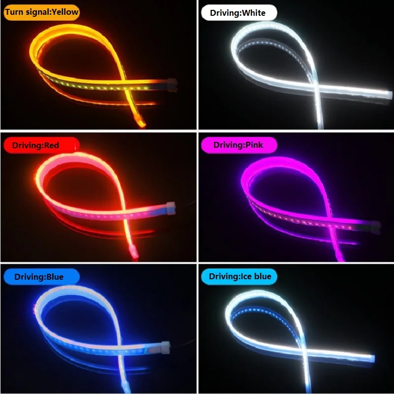 1piece Car led DRL Daytime Running Light Strip Waterproof 30cm 45cm 60cm Flexible Soft Tube Guide Headlight LED Strip Lights