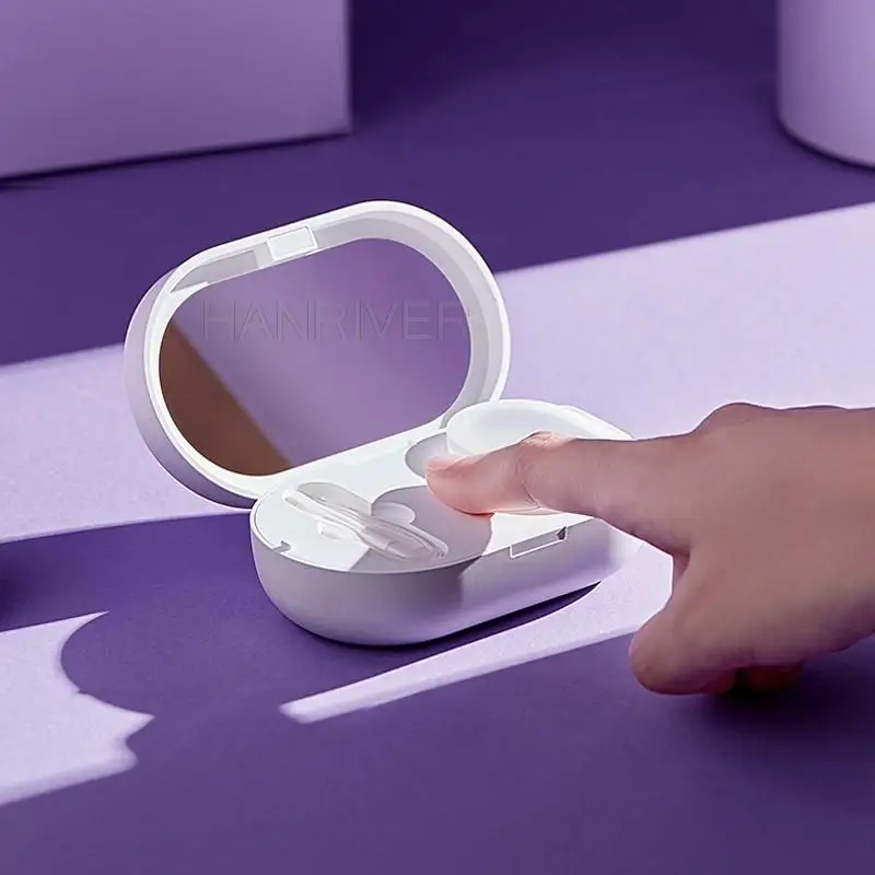 Pembersih Ultrasonik Mesin Pembersih Lensa Kontak Aksesori Lensa Kontak Berwarna Casing Cuci Sonik Pengisian Daya Magnetik