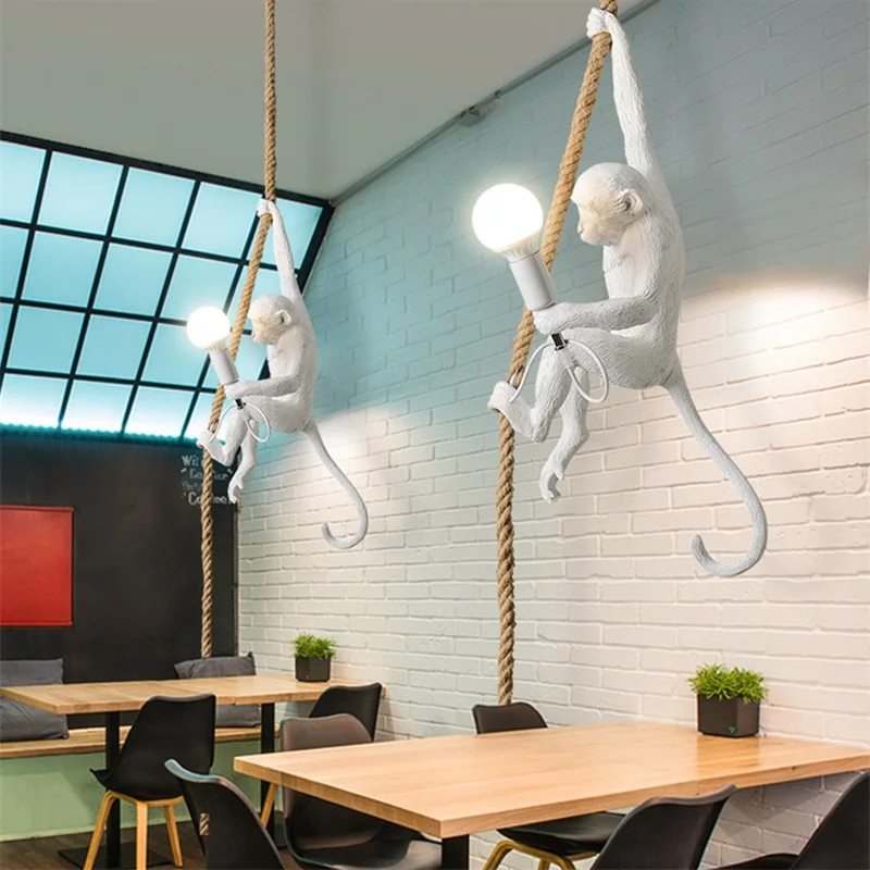 OUFULA Pendant Lights Contemporary Creative Novel Monkey Shape Decorative For Home Dinning Room