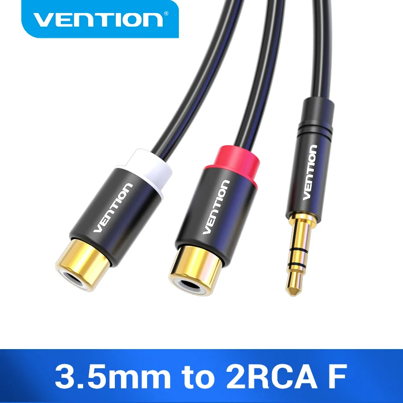 Vention 3.5mm męski do 2RCA żeński AUX Cable RCA Jack Splitter Audio Y kabel do iPhone głośnik komputerowy Stereo kabel 3.5 RCA