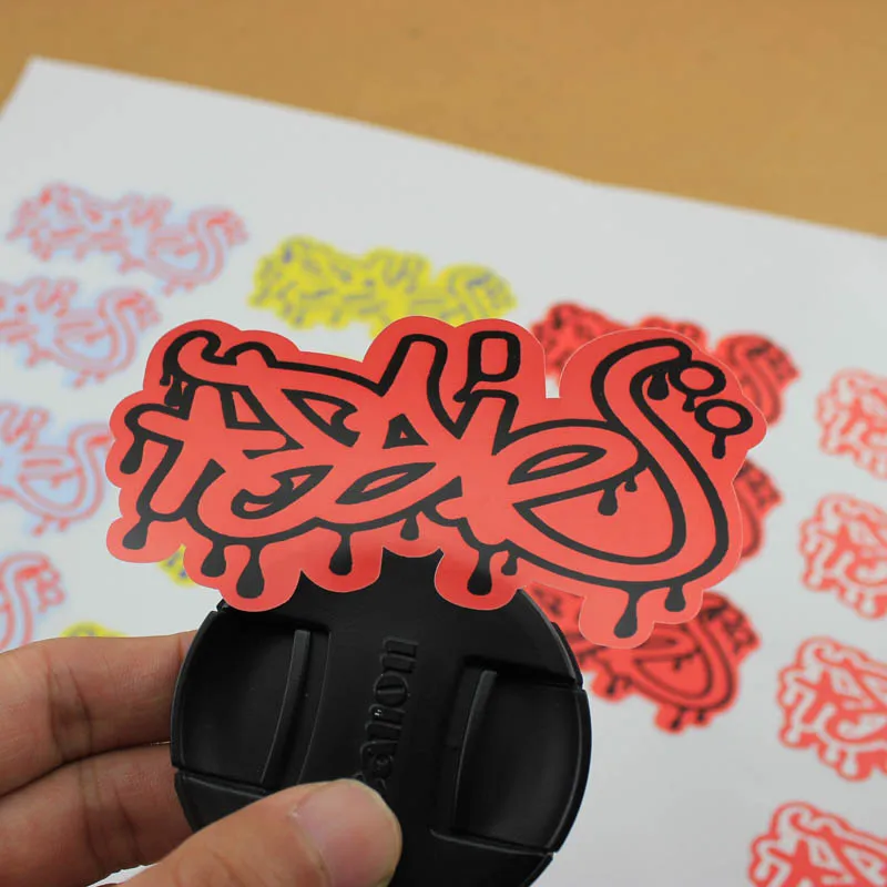 Ultra thin vinyl blank yellow eggshell stickers,oil-based ink pen marked with your design