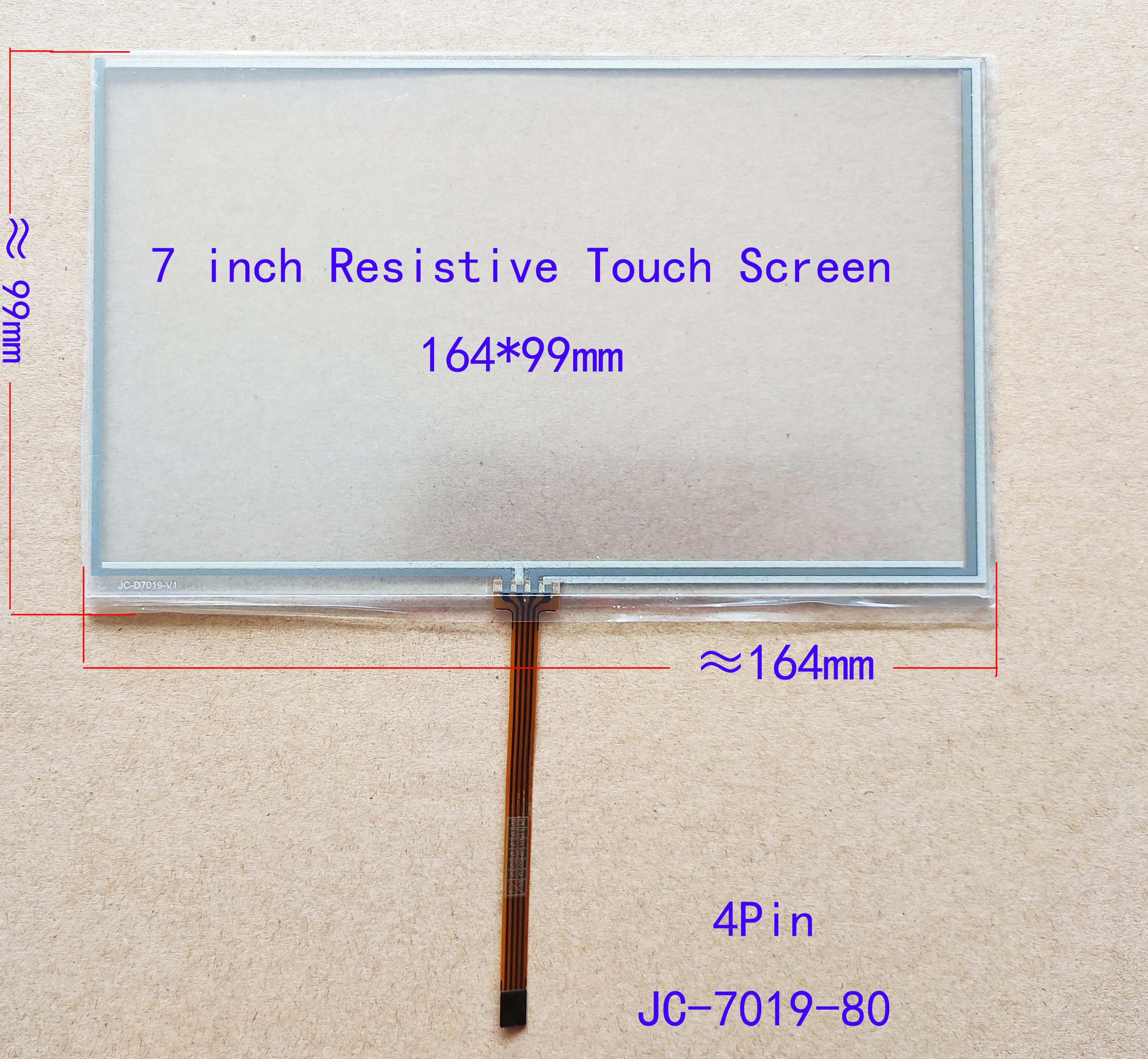 

7 inch Resistive touch screen Sensor Digitizer For Car Radio Industrial computer TN90 TN92 TN94 164*99mm JC-7019-80