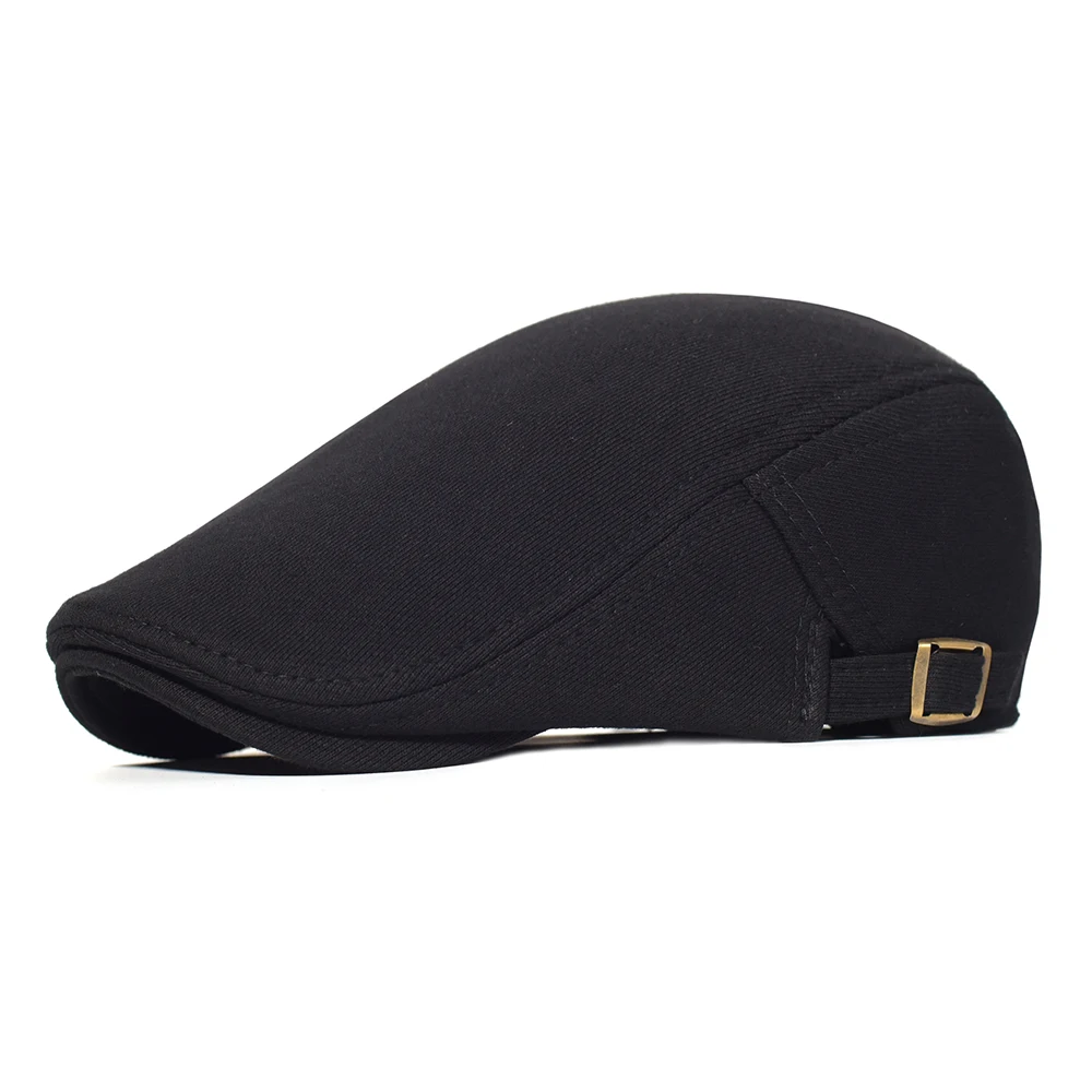 

Cotton Adjustable Newsboy Caps Men Woman Casual Beret Flat Ivy Cap Soft Solid Color Driving Cabbie Hat Unisex Black Gray Hats