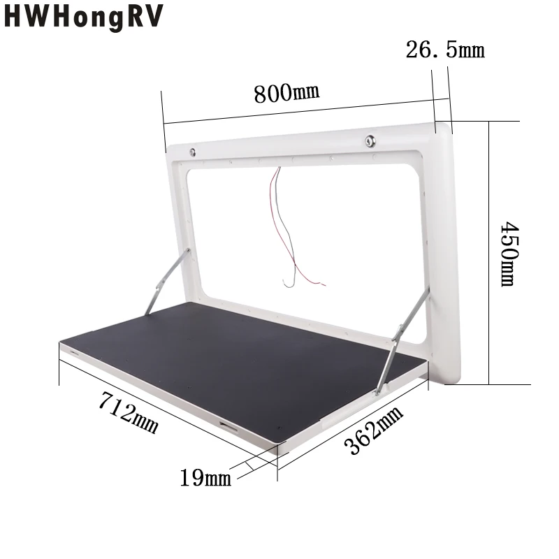 Used for Campervan or RV 800*450mm Outdoor Folding Dining Table Made by Aluminum Alloy and Plastic