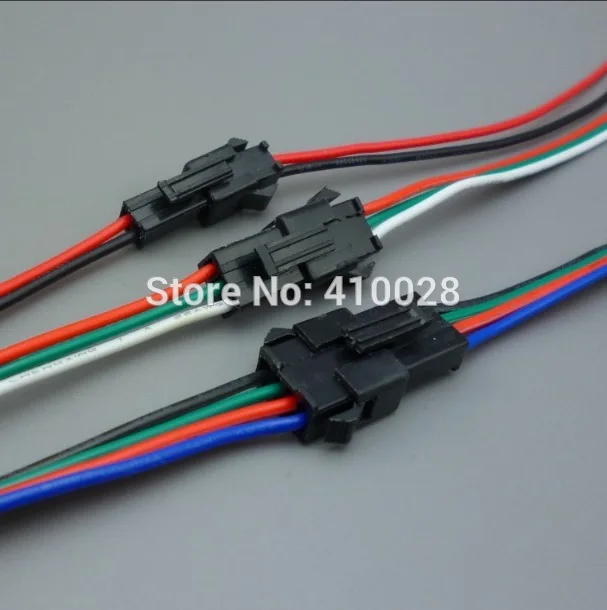 worldgolden 100pairs 2 3 4  pin Connector 2 x 10cm 2pin Male/female SM Wire cable pigtail for led strip light Lamp Driver