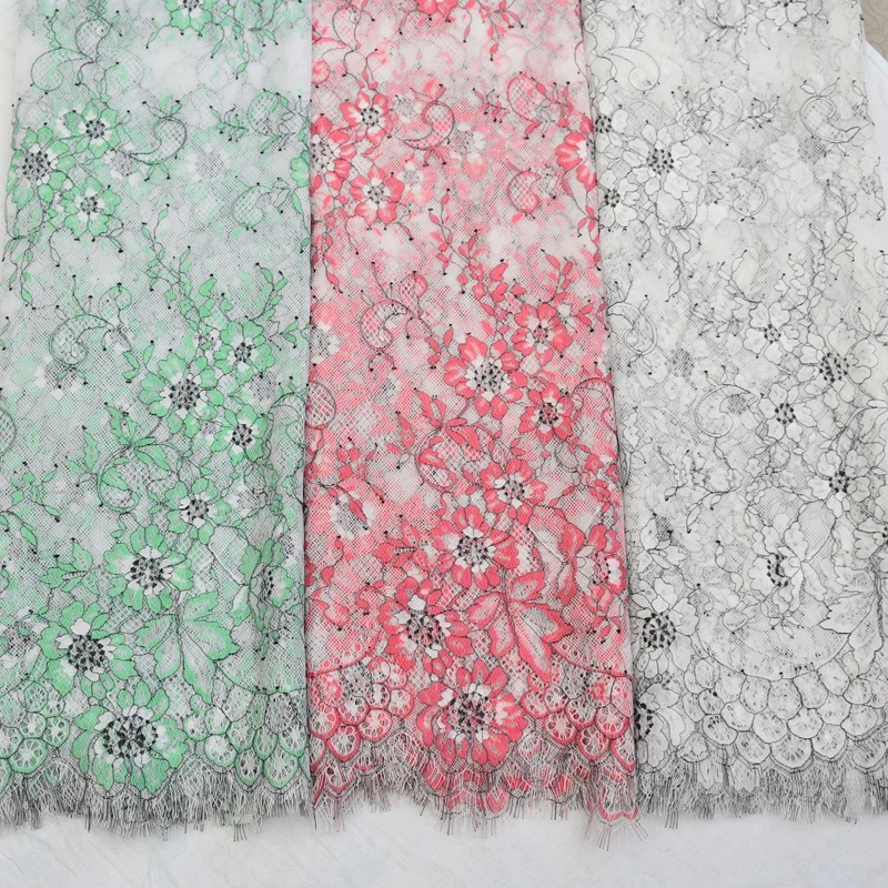 3M/Lot Multicolor French High Quality Eyelash Lace Fabric Wide 150CM Handmade DIY Wedding Dress Clothes Curtain Accessories