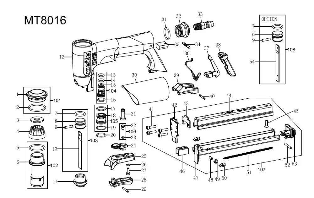 CUSTOMIZED product for spare parts about Meite stapler MT8016