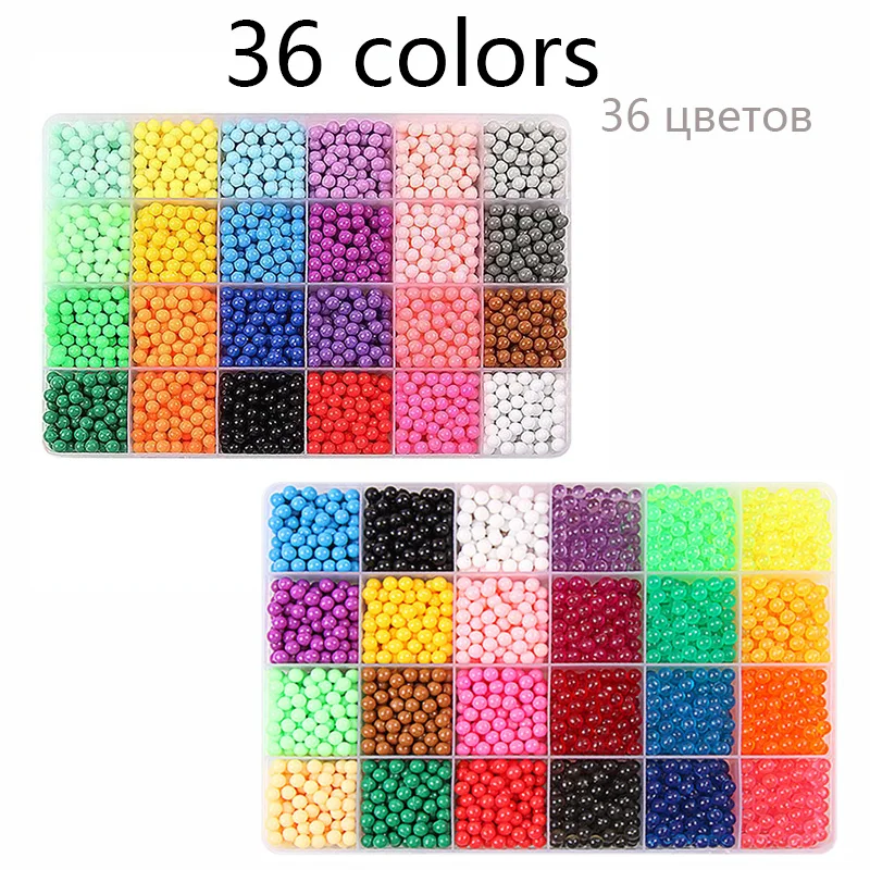 36 cores 5mm conjunto contas de recarga quebra-cabeça cristal diy spray de água contas mágicas jogo bola 3d artesanal brinquedos mágicos para