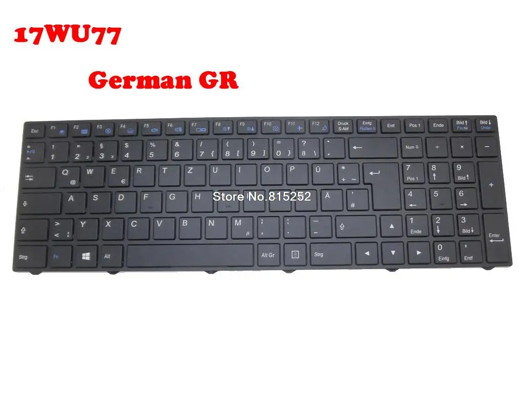 

Laptop Keyboard For SKIKK 17WU77 With Frame New Black German GR With Backlit