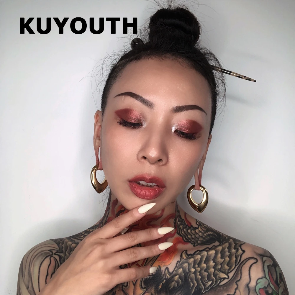 KUYOUTH Unique Stainless Steel Water Drop Shape Magnet Ear Weight Expanders Body Jewelry Earring Piercing Gauges Stretchers 2PCS