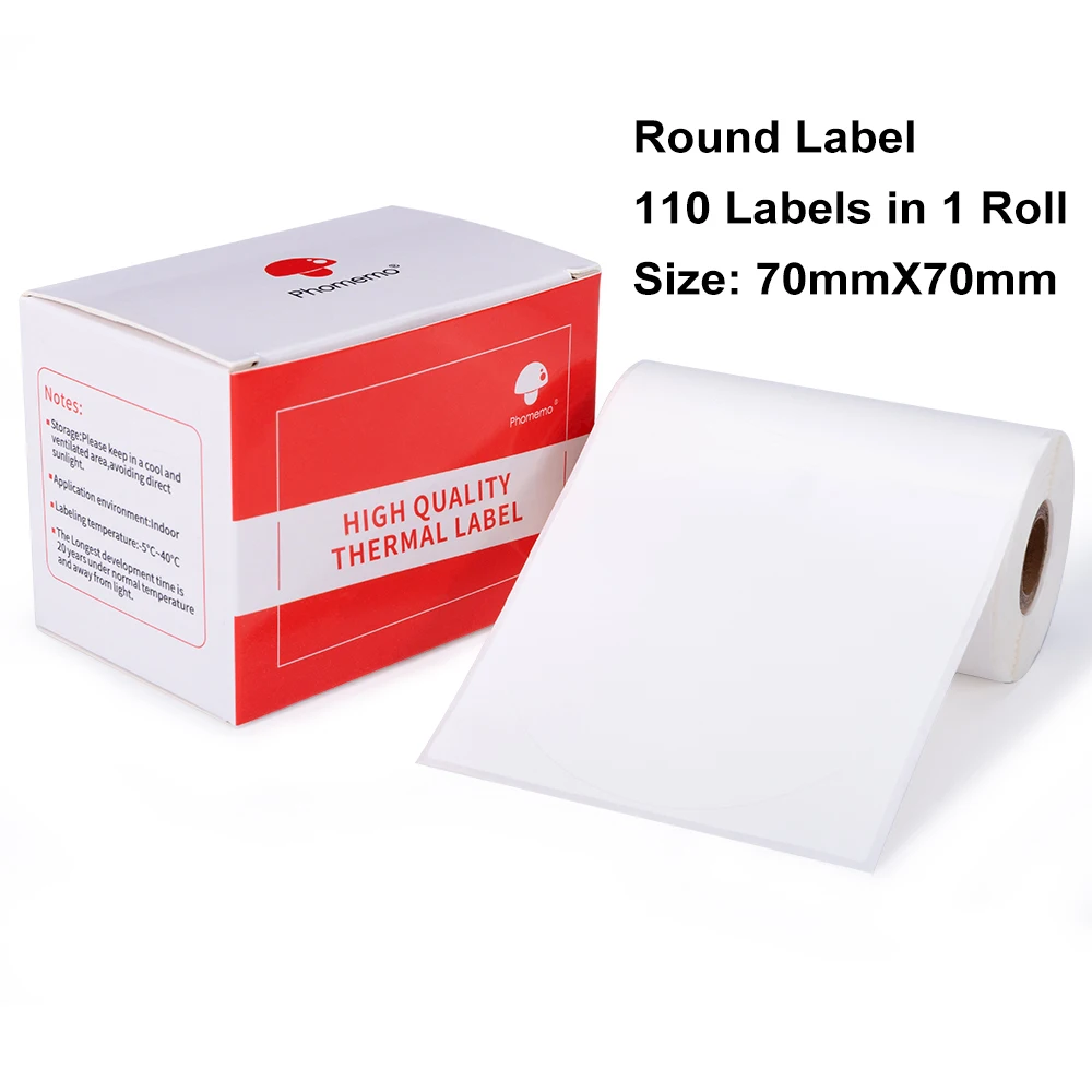 

Phomemo M110 M200 M120 Label Printer Round Label Autoadhesivo Thermal Label Adhesive Paper Round Sticker For Business,Home
