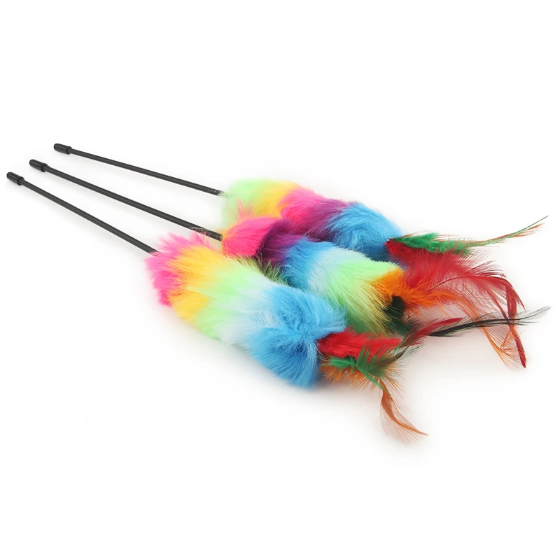 5pcs Short Stick Cat Teaser Feather Stick Cat Toy for Kitten Funny Cat Training Pet Toys