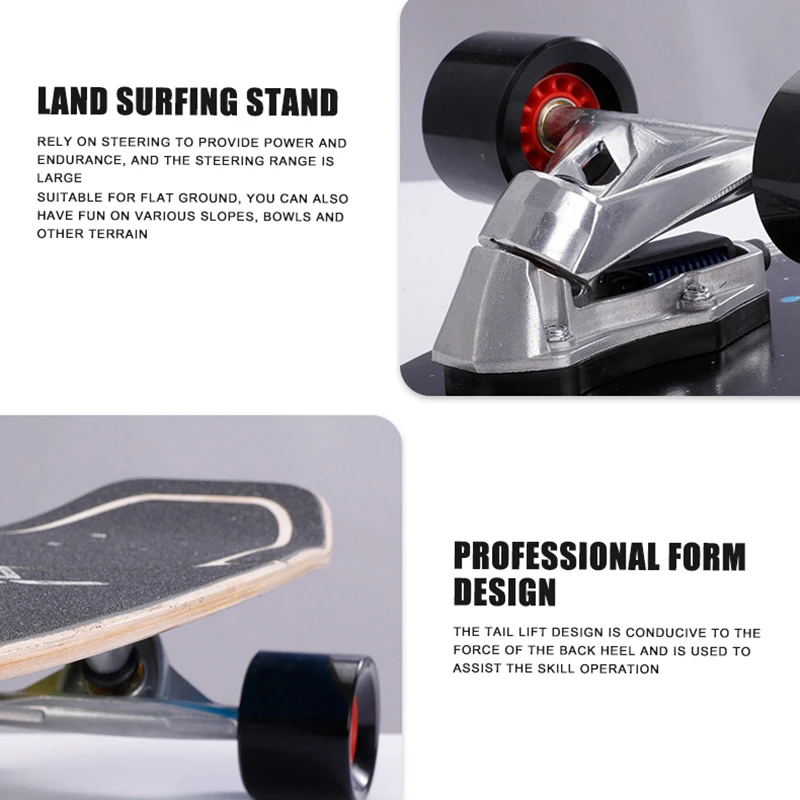 Surf Land Skateboard CX4 CX7 Maple Single Kick Carving Cruiser Skate Board Longboard Pumping Cool Side Sport Street Outdoor Gym