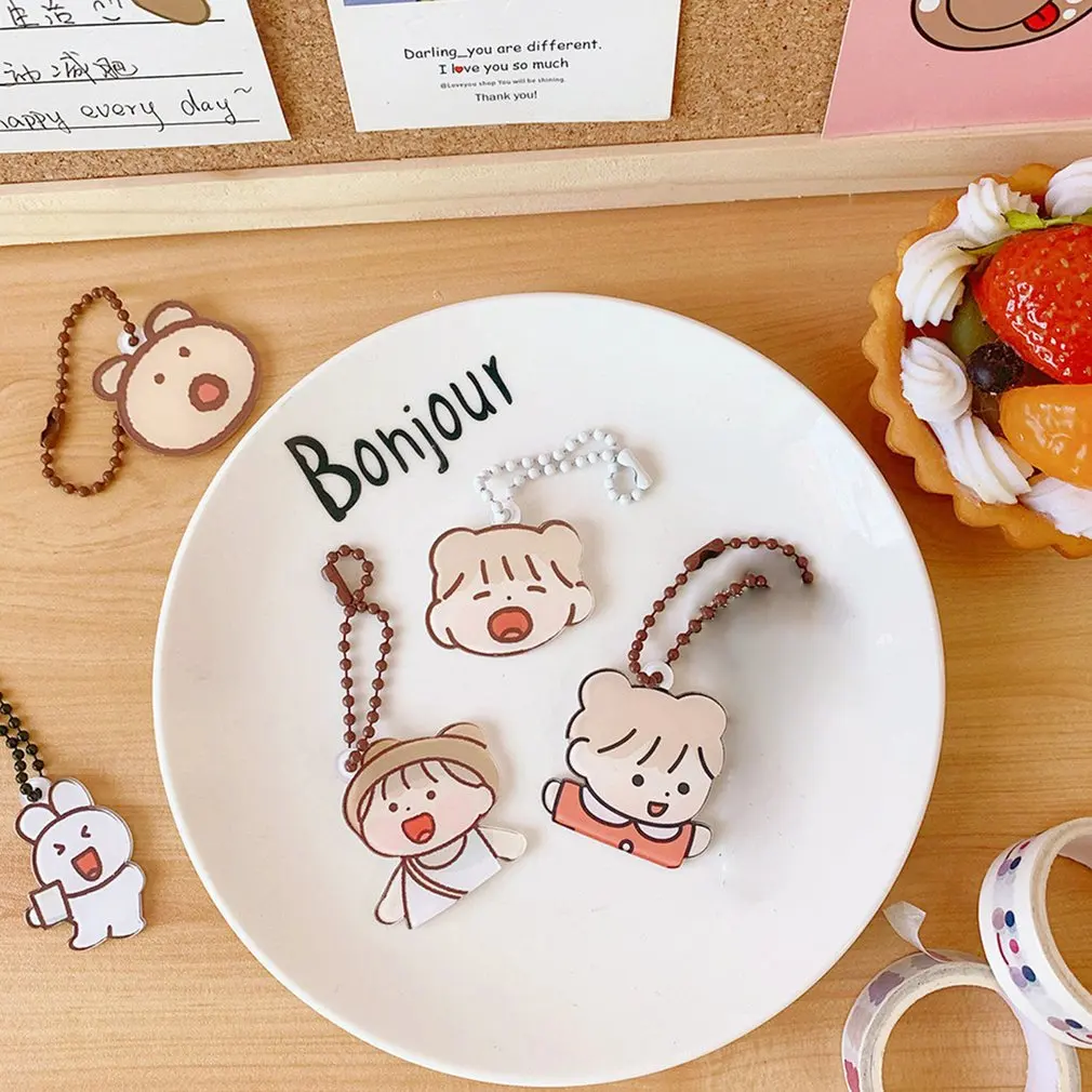 New Ins Cartoon Bear Tulips Key Chain AirPod Earphone Shell Pendant Cute Bag Notebook Creative Decorative Pendant Key Management