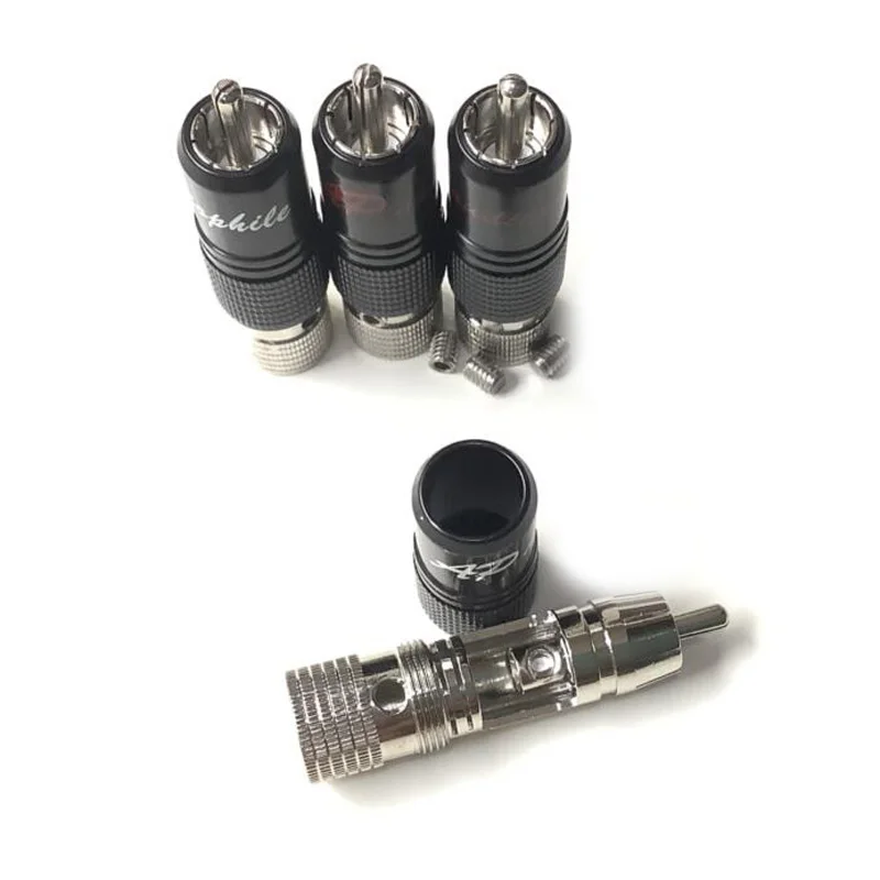 4Pcs Hi-EndโรเดียมชุบRCA Terminal Audiophile RCA Connector No SolderสำหรับสายเคเบิลRCA Interconnect