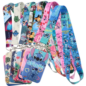 Lilo Stitch Cute Couples Smycz na klucze Łańcuch na kartę kredytową Pokrowiec na kartę kredytową Uchwyt na telefon komórkowy Uchwyt na identyfikator Akcesoria do kluczy