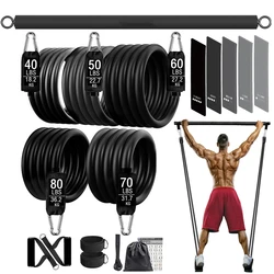 Gym Fitness Workout Bar Resistance Bands Set Pilates Yoga Exercise Pull Up Training Weight Gym Equipment for Home Bodybuilding