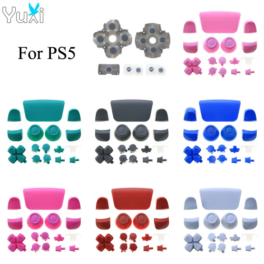 

YuXi For PS5 Joystick Cap L1 R1 L2 R2 Buttons Dpad Direction Key Silicone Rubber Conductive Pads For Playstation 5 Controller