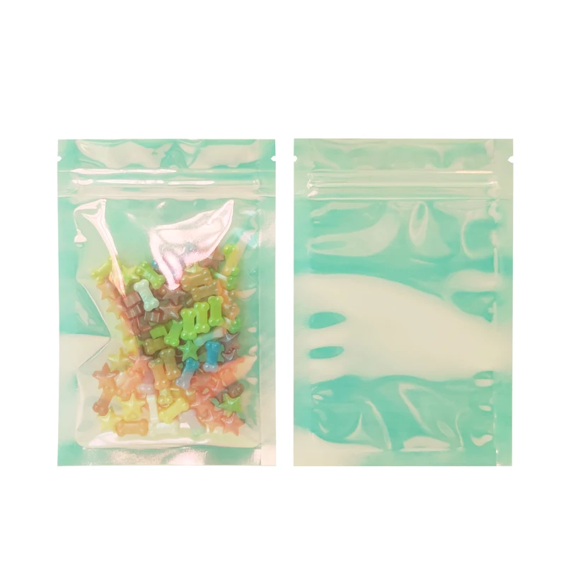 Resealable Pink Blue Clear Hologram Zipper Gift Party Packaging Bag Small Holographic Zip Lock Plastic Bags for Cosmetic Jewelry