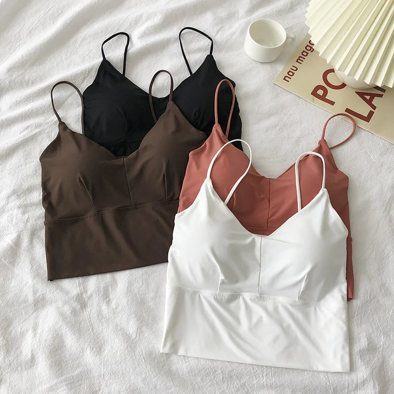 Sexy Seamless Tops Women Fashion Tank Top Female Camisole Tank Tops Streetwear Solid Color Intimate Lingerie With Massage Pad