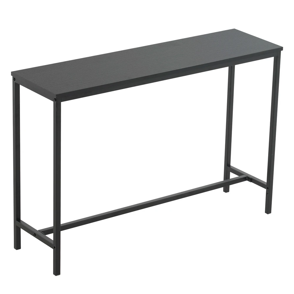 Industrial Style Porch Table Single Layer Console Table Black Oak Metal Frame Triamine Board Desktop 105x30x71CM[US-Stock]