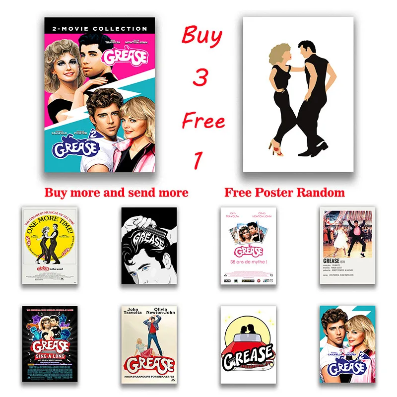 Grease Classic Film Poster Poster Vintage Poster Bar Home Decoration Wall Sticker