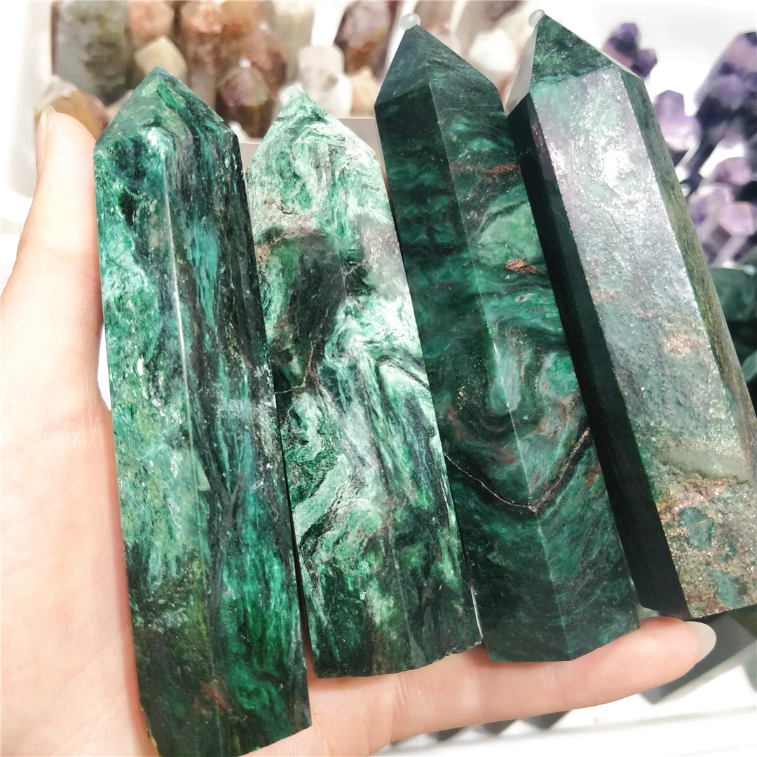 Natural Green Mica Column Kmaite Point Euchlorite Crystal Obelisk Chakras Healing Decorative Gemstones And Minerals Collections