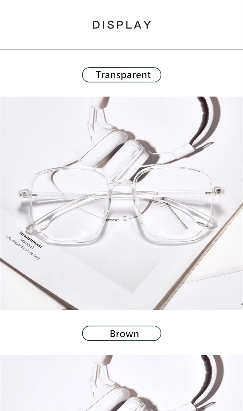 YIMARUILI Ultra-licht TR90 Brille Rahmen Große Gesicht Retro männer Myopie Optische Verordnung Dekorative Brillen Rahmen Frauen D147 – Detail 5