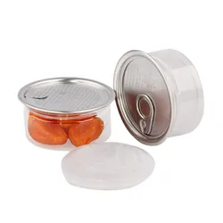 100pcs Clear Plastic Jar PET with Metal Lid Airtight Tin Can Pull Ring Concentrate Container Food Herb Storage 100ML W0101