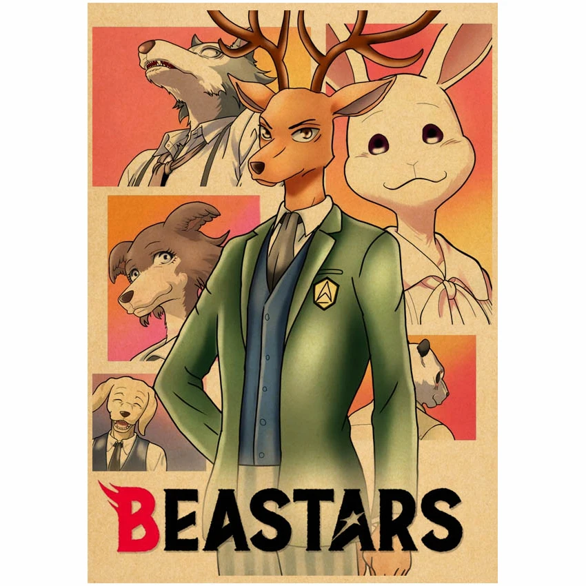 Hot Japanese Anime Beastars Poster Kawaii Cartoon Decor Manga Wall Stickers Kraft Paper Art Print Home Room Decoration Painting