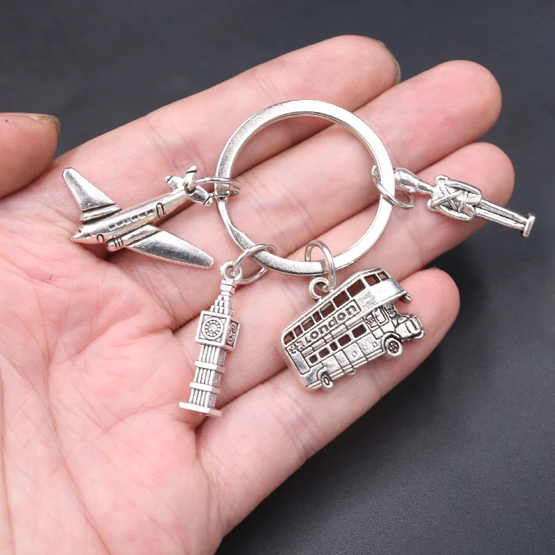 1pcs Hip Hop Las Vegas Gaming/British Travel/Italian Food/France Travel Keychain DIY Charms Travel Jewelry Gift Keyring P654