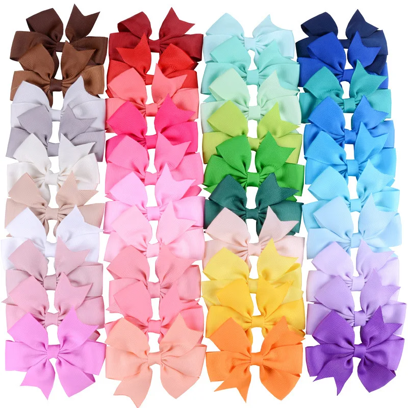 Yundfly 10pcs/lot Grosgrain Ribbon Hair Bows with Clips Baby Girls Bow Hair Clip Hairpins Children Photo Props Hair Accessories