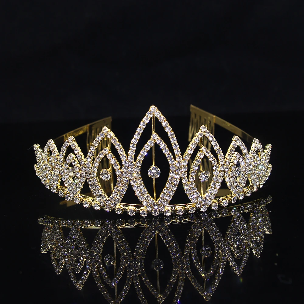 AINAMEISI 2025 New Crystal Bridal Tiaras Gold Rhinestone Pageant Crowns Combs For Women Fashion Party Wedding Hair Accessories