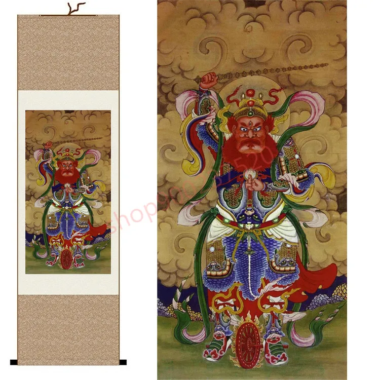 (customized) Wang Lingguan portrait hanging painting, the first Taoist Dharma protector silk scroll painting decorative painting