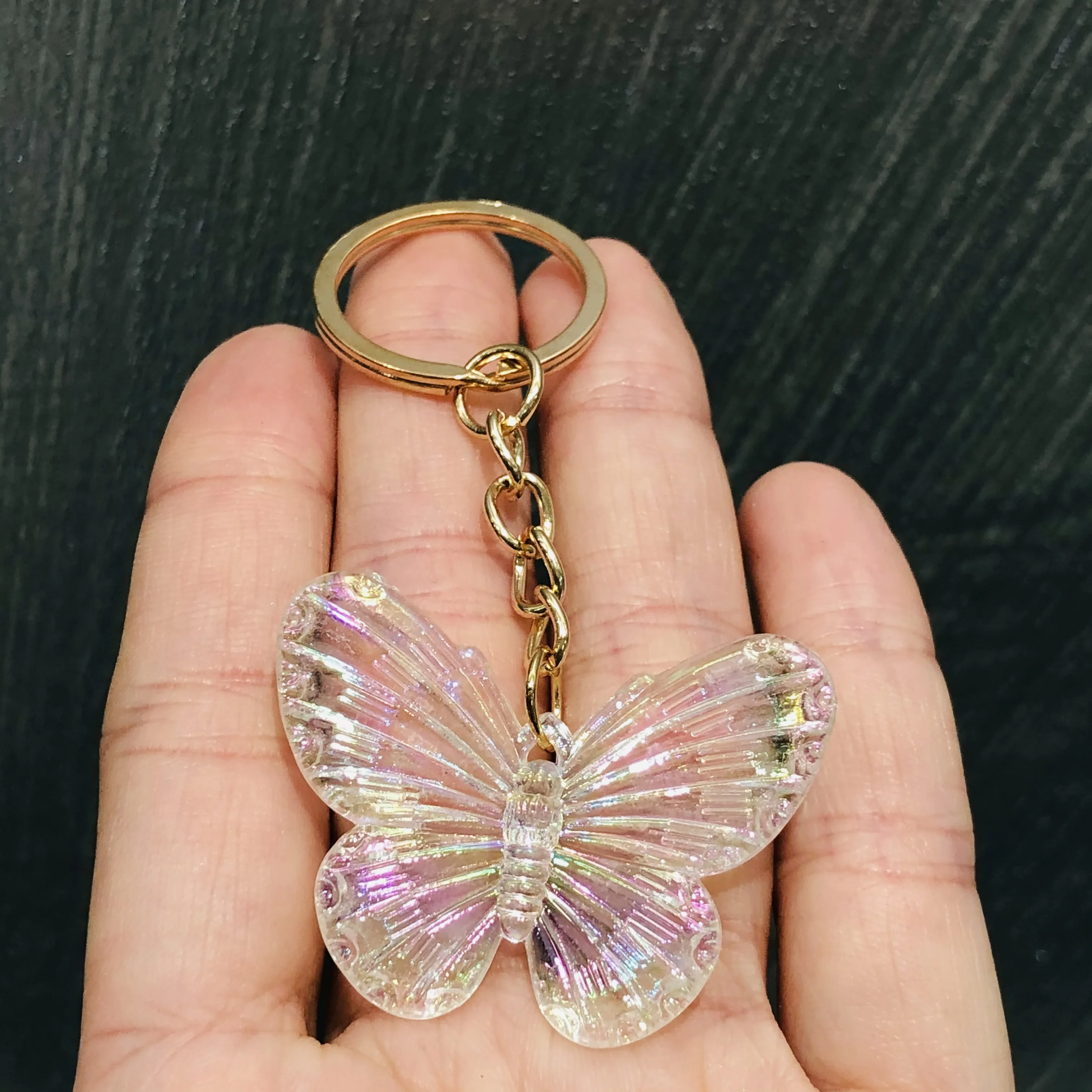 1Pcs Colorful Animal Butterfly Keychain Pattern Purse Bag Car Charm Women Girls Children Key Ring Buckle Clasp Gifts