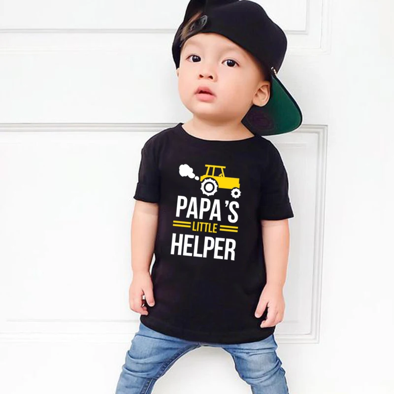 Papa and Papa\'s Little Helper Matching Father and Son T-shirts Summer Short Sleeve Dad Boys Clothes Matching Family Look Outfit