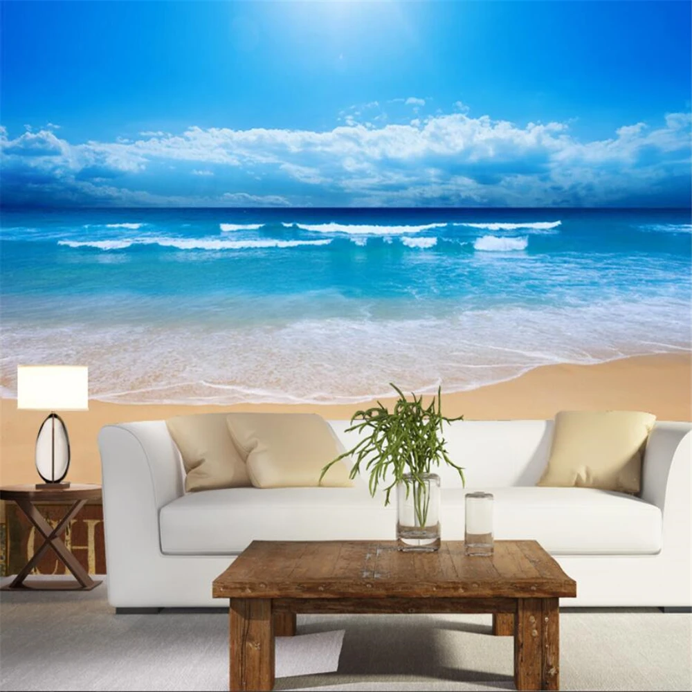 

beibehang custom Landscape seaside sea background wall paper visual expansion space bedroom restaurant mural wallpaper bedroom