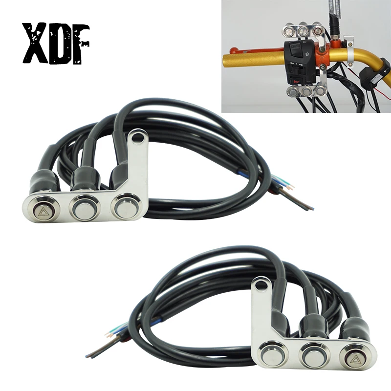 

Motorcycle Control Switch Horn Headlight Warning Light Start Kill ON-OFF Push 3 Buttons Handlebar Mount Waterproof Switches