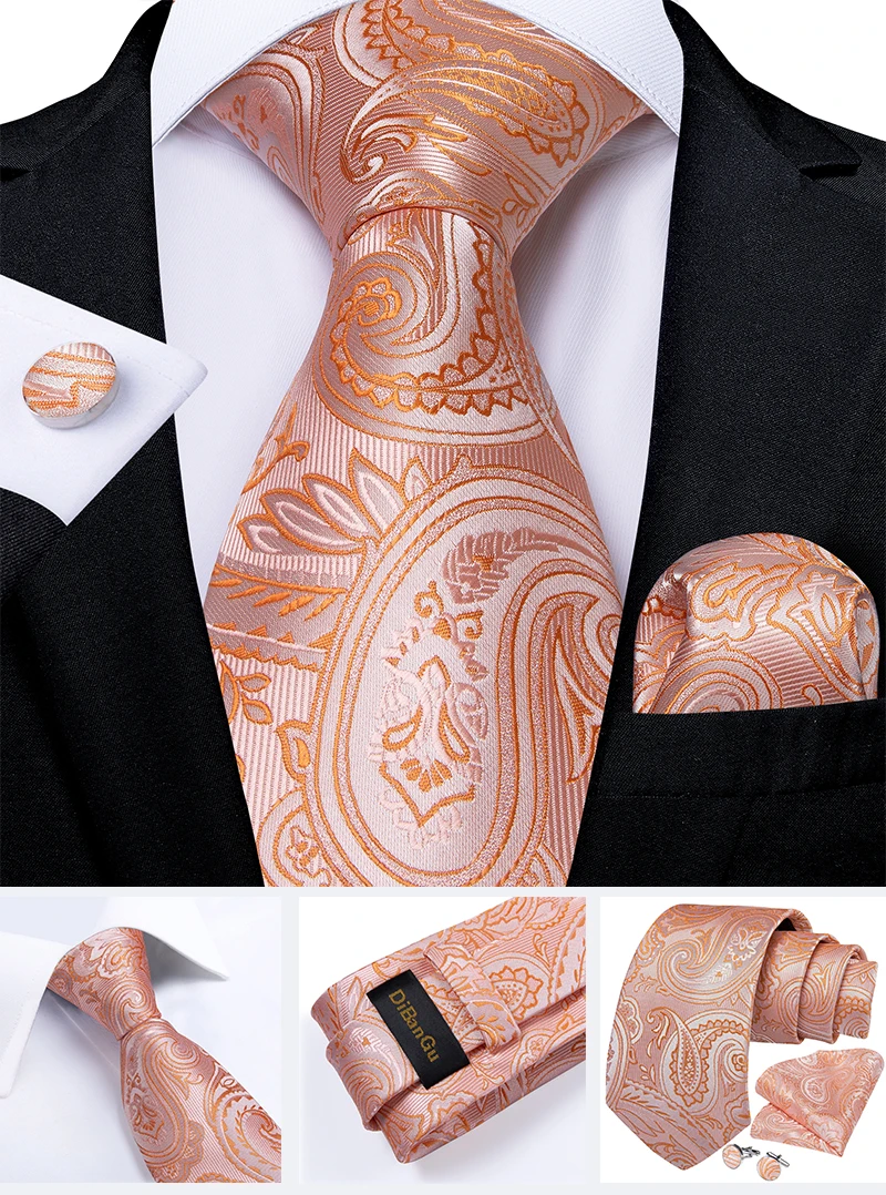 Modische Paisley-Herrenkrawatten in Gold, Türkisgrün, Schwarz, 8 cm, Business-Hochzeits-Accessoires, Krawatte, Geschenk für Männer, DiBanGu – Detail 25