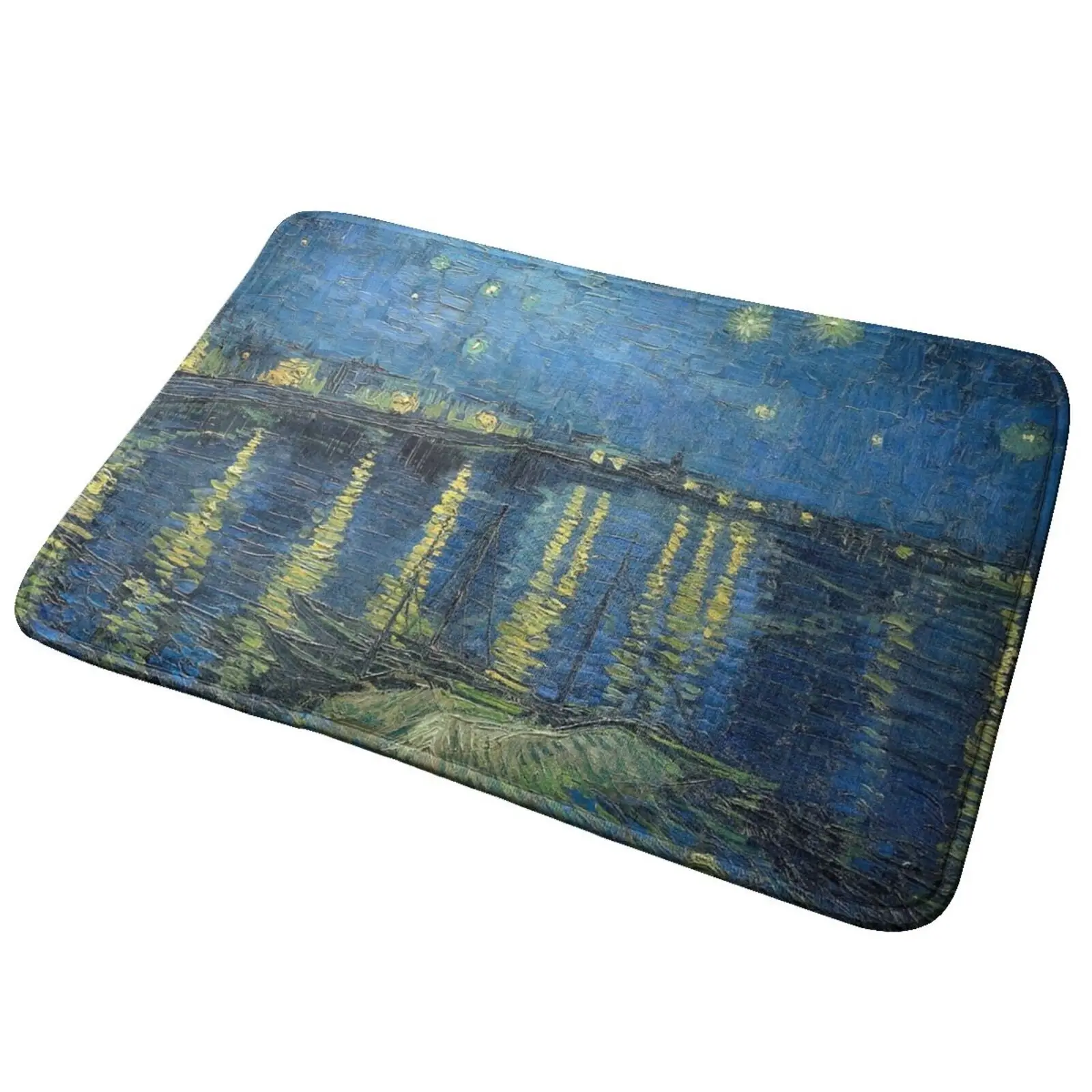 Starry Night Over The Rhone By Vincent Van Gogh Entrance Door Mat Bath Mat Rug Rem Re Zero Figure Rem Re Zero Wallpaper Rem Re