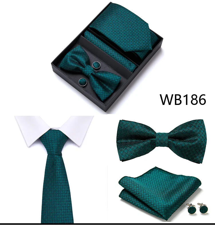 Krawatte für Männer, formelles Kleid, Smoking, Krawatte, Taschentuch, Fliege, Set, PlaisyParty, Bräutigam, Hochzeit, Schmetterling, Fliege in Box – Detail 23