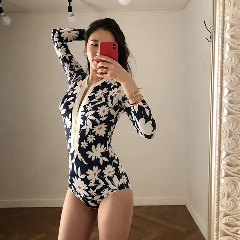 Maillot de bain une pièce imprimé Floral, Sexy, Style coréen, pour filles, Bikini, pour le surf, nouvelle collection, 2021