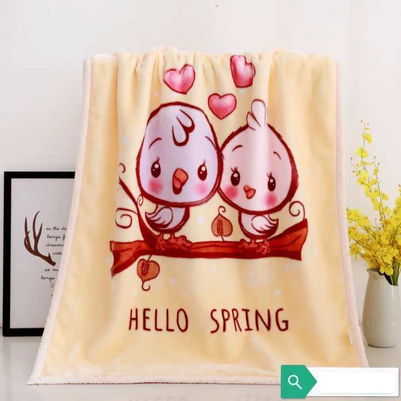 1 PC Children Winter Double Layer Thickened Warm Blanket Multipurpose Cute Printing Plush Blanket Baby Kindergarten Nap Blanket