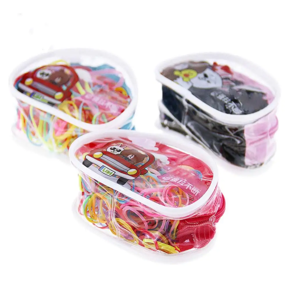 300/lot Cute Girls Colourful Ring Disposable Elastic Hair Bands Holder Rubber Band Scrunchies Kids Hair Accessories