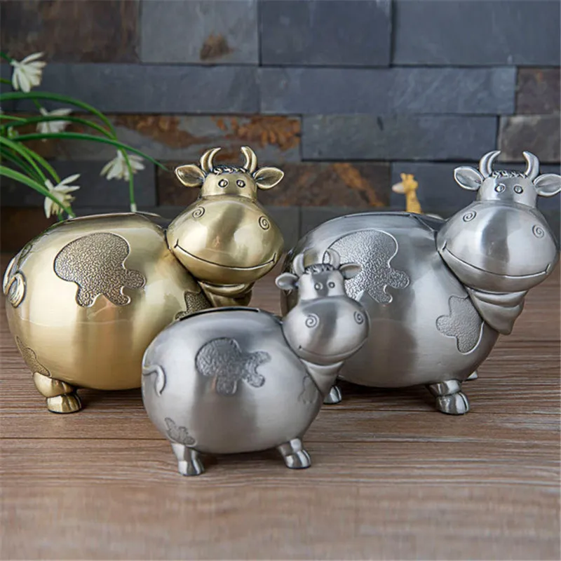 European Style Cute Cartoon Cow Piggy Bank Money Box Large Savings Box Children Birthday Gifts Coins Box Home Decor