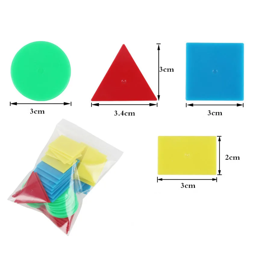 Juego de bloques de geometría para enseñanza, disco redondo, triangular y cuadrado, herramientas educativas de aprendizaje matemático, 80 unidades