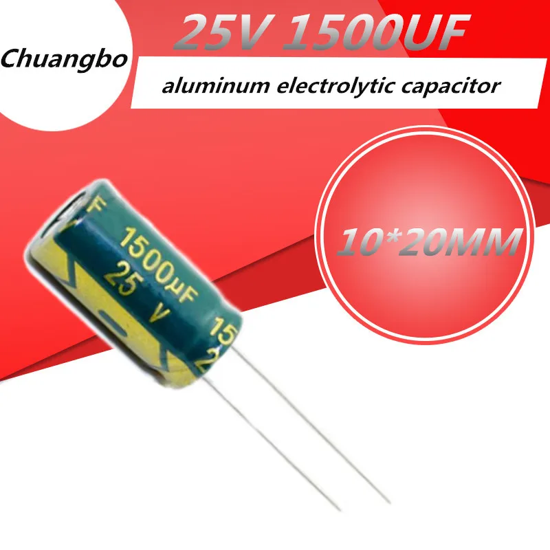 10-20pcs 25V 1500UF 10*20MM Higt quality Low ESR/Impedance high frequency aluminum electrolytic capacitor 10*20MM 25V 470UF 20%