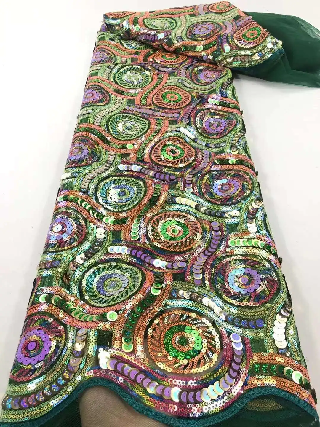 

2021 New Arrival Colorful Tulle Fabric Lace Latest Nigerian Sequins Lace Fabric French Tulle Mesh Lace For Party Dress KXX21143